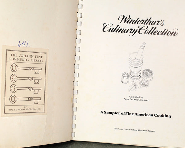 WINTERTHUR, DELEWARE - Winterthur's Museum & Gardens  Culinary Collection | 1983 Vintage Fundraiser Cookbook | Bixley Shop