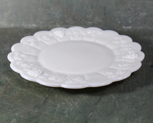 Set of 4 Westmoreland Paneled Grape Milk Glass Dessert Plates | 8 1/2" Dessert Plates | Vintage Milk Glass | Bixley Shop