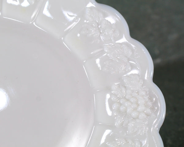 Set of 4 Westmoreland Paneled Grape Milk Glass Dessert Plates | 8 1/2" Dessert Plates | Vintage Milk Glass | Bixley Shop