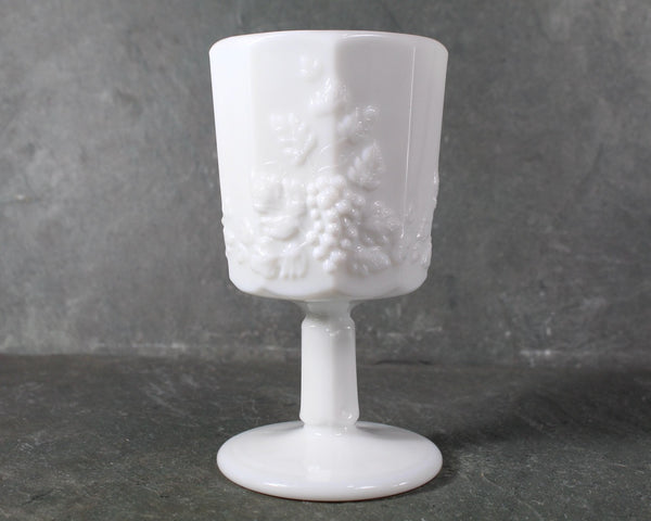 Westmoreland Paneled Grape Milk Glass, Set of 4 Wine Glasses | Milk Glass 8 Ounce Wine Goblets | Vintage Milk Glass | Bixley Shop