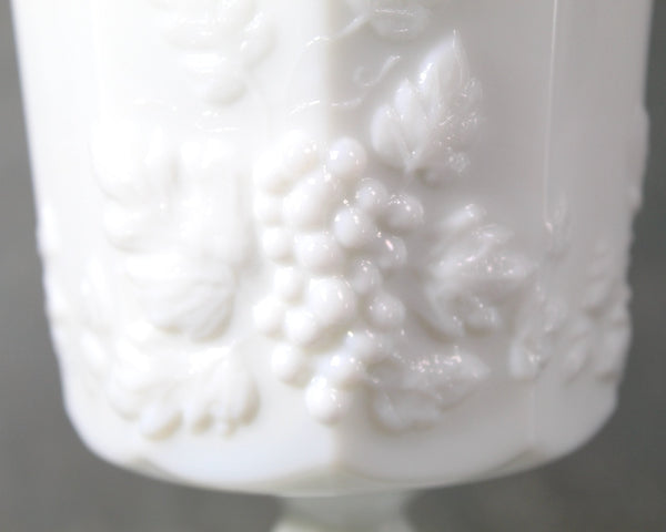 Westmoreland Paneled Grape Milk Glass, Set of 4 Wine Glasses | Milk Glass 8 Ounce Wine Goblets | Vintage Milk Glass | Bixley Shop