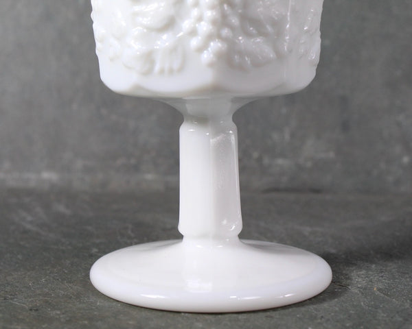 Westmoreland Paneled Grape Milk Glass, Set of 4 Wine Glasses | Milk Glass 8 Ounce Wine Goblets | Vintage Milk Glass | Bixley Shop