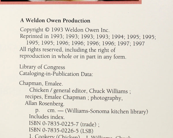Williams-Sonoma Kitchen Library: Chicken Cookbook by Chuck Williams and Emalee Chapman | 1997