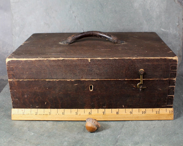 Antique Wooden Lock Box | Antique Wooden Storage | Rustic Wooden Box | Bixley Shop