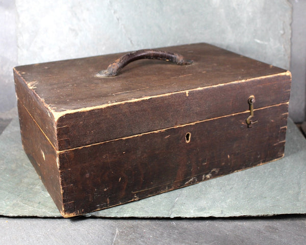 Antique Wooden Lock Box | Antique Wooden Storage | Rustic Wooden Box | Bixley Shop