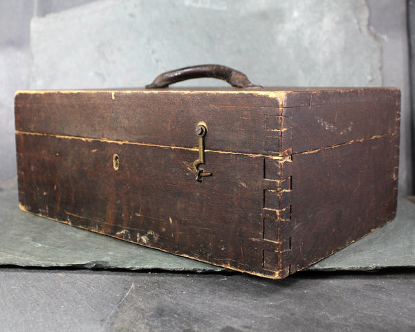 Antique Wooden Lock Box | Antique Wooden Storage | Rustic Wooden Box | Bixley Shop