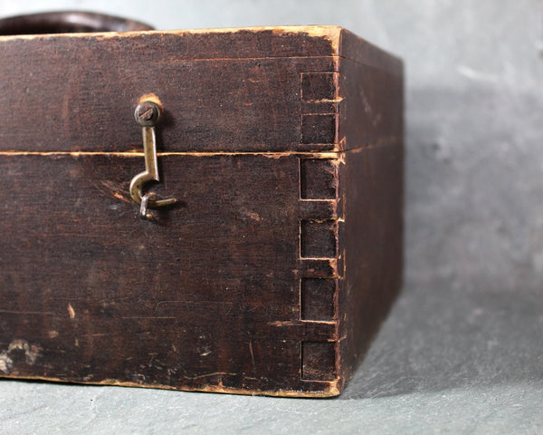 Antique Wooden Lock Box | Antique Wooden Storage | Rustic Wooden Box | Bixley Shop