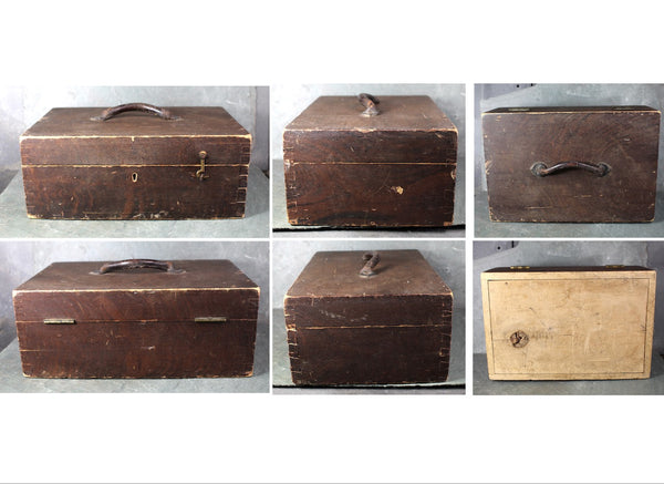 Antique Wooden Lock Box | Antique Wooden Storage | Rustic Wooden Box | Bixley Shop