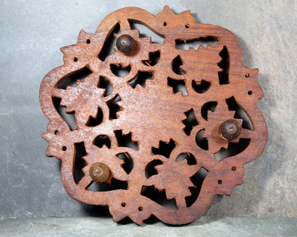 Vintage Carved Wooden Owl Trivet | Rustic Kitchen Trivet | Bixley Shop