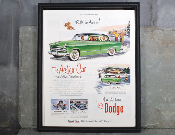 1953 Vintage Dodge Car Magazine Advertisement - UNFRAMED Vintage Magazine Advertising Page from the Saturday Evening Post, Feb 7, 1953