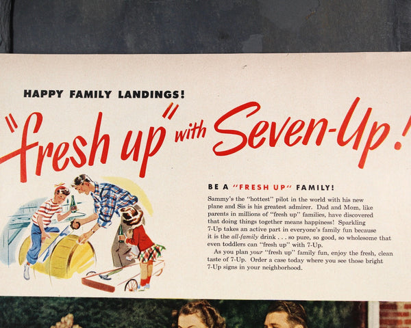 1949 Seven-Up Soda Advertisement | UNFRAMED Vintage Advertising Page | 1949 Pop Culture Ad | Post World War II Ad