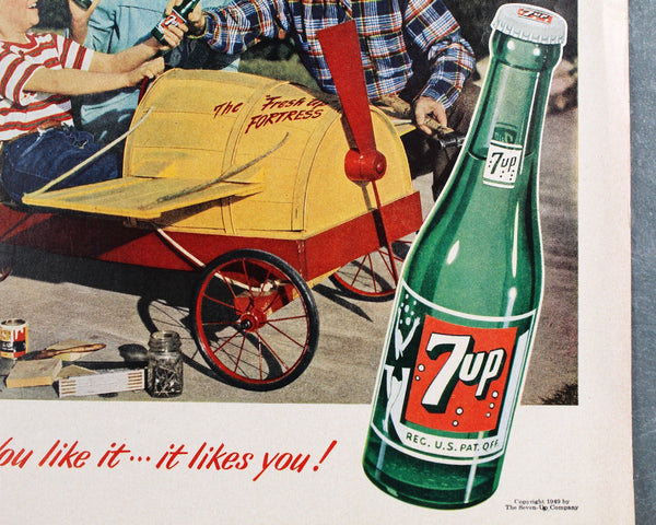 1949 Seven-Up Soda Advertisement | UNFRAMED Vintage Advertising Page | 1949 Pop Culture Ad | Post World War II Ad