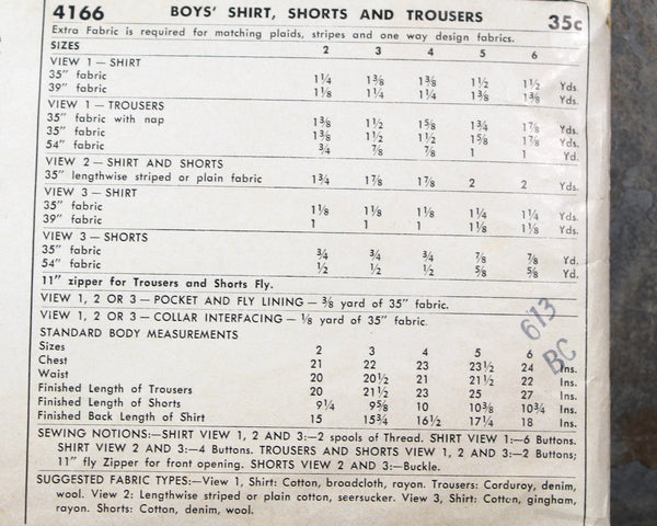 1952 Simplicity #4166 Toddler Boys Size 2 Outfit Pattern | Cut, Complete Pattern