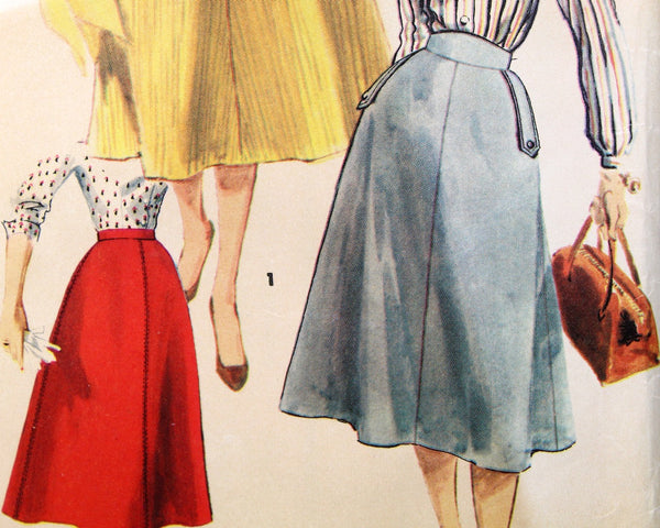 1954 Simplicity #4850 Women's Skirt Pattern | Waist 36", Hip 45" |  Cut, Complete Pattern | Vintage Simplicity Pattern