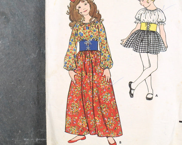 1960s Butterick #6003 Children's Peasant Dress Pattern | Size 14/Bust 32" | COMPLETE, CUT Pattern in Original Envelope