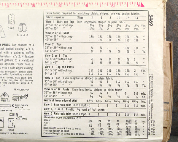 1964 Simplicity #5469 Girls Size 14 Outfit Pattern | Cut, Complete Pattern | Vintage Simplicity Children's Pattern