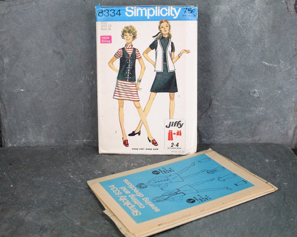 1969 Simplicity #8334 Dress Pattern | Size 14/Bust 36" | UNCUT and FACTORY FOLDED Pattern in Original Envelope
