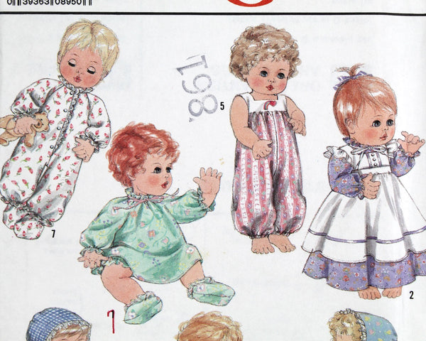 1989 Simplicity Crafts #9144 Baby Doll Clothes Pattern for Large Baby Dolls (13"-18") | UNCUT & Factory Folded