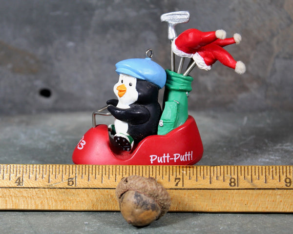 1993 Hallmark Putt-Putt Penguin in Golf Cart Ornament | Classic Hallmark Collectible Ornament | Golfer Gift | Penguin Lover