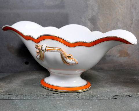 Antique Porcelain Gravy Boat - Richard Briggs Boston - Art Deco - Gorgeous Scalloped Gravy Bowl