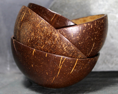 Vintage Coconut Bowls Set of 4 - Buddha Bowls - Eco Coconut Small Bowls