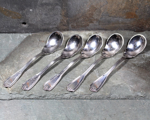 Set of 5 Reed & Barton Silver Plate Preserve Spoons - Commonwealth Pattern
