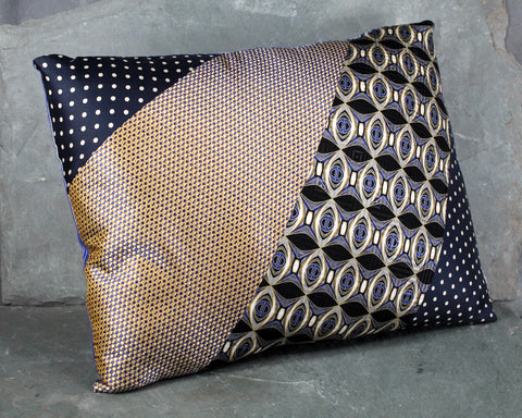 One-of-a-Kind, Upcycled Necktie Pillow from Bixley's "Un-Tied" Collection - 13"x10" Pillow Form Included - #102 Lexington