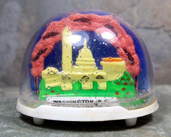 Vintage Washington DC Souvenir Snow Globe - Capital Building - Washington Monument - Cherry Blossoms