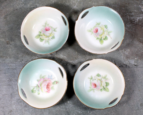Set of 4 Prince Regent China Bavarian Porcelain Salt Dishes - Antique German Porcelain