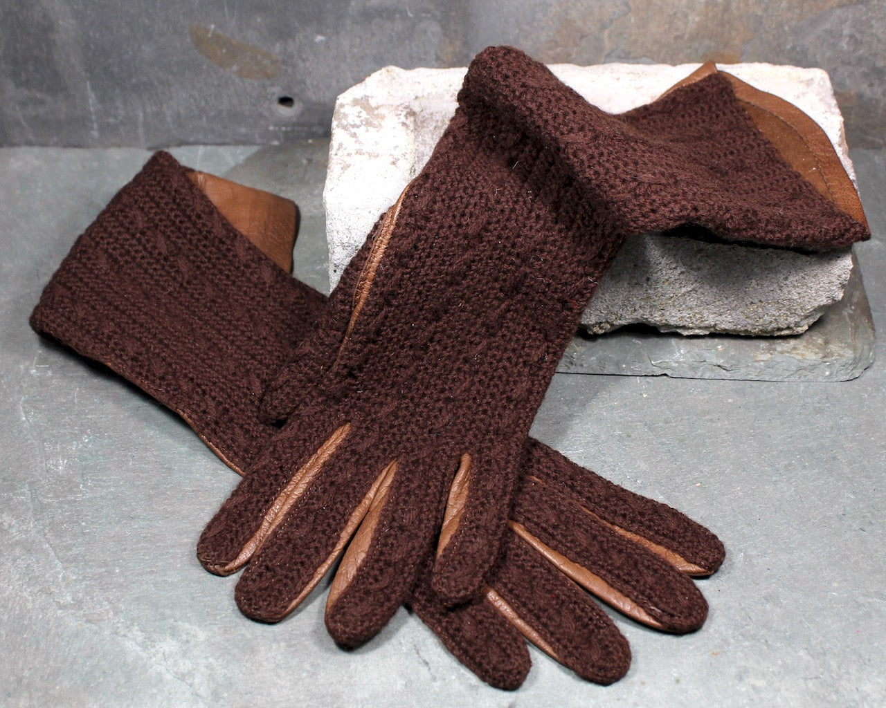 RARE Vintage Stretchies Italian Leather and Wool Opera Gloves - Brown –  Bixley Shop