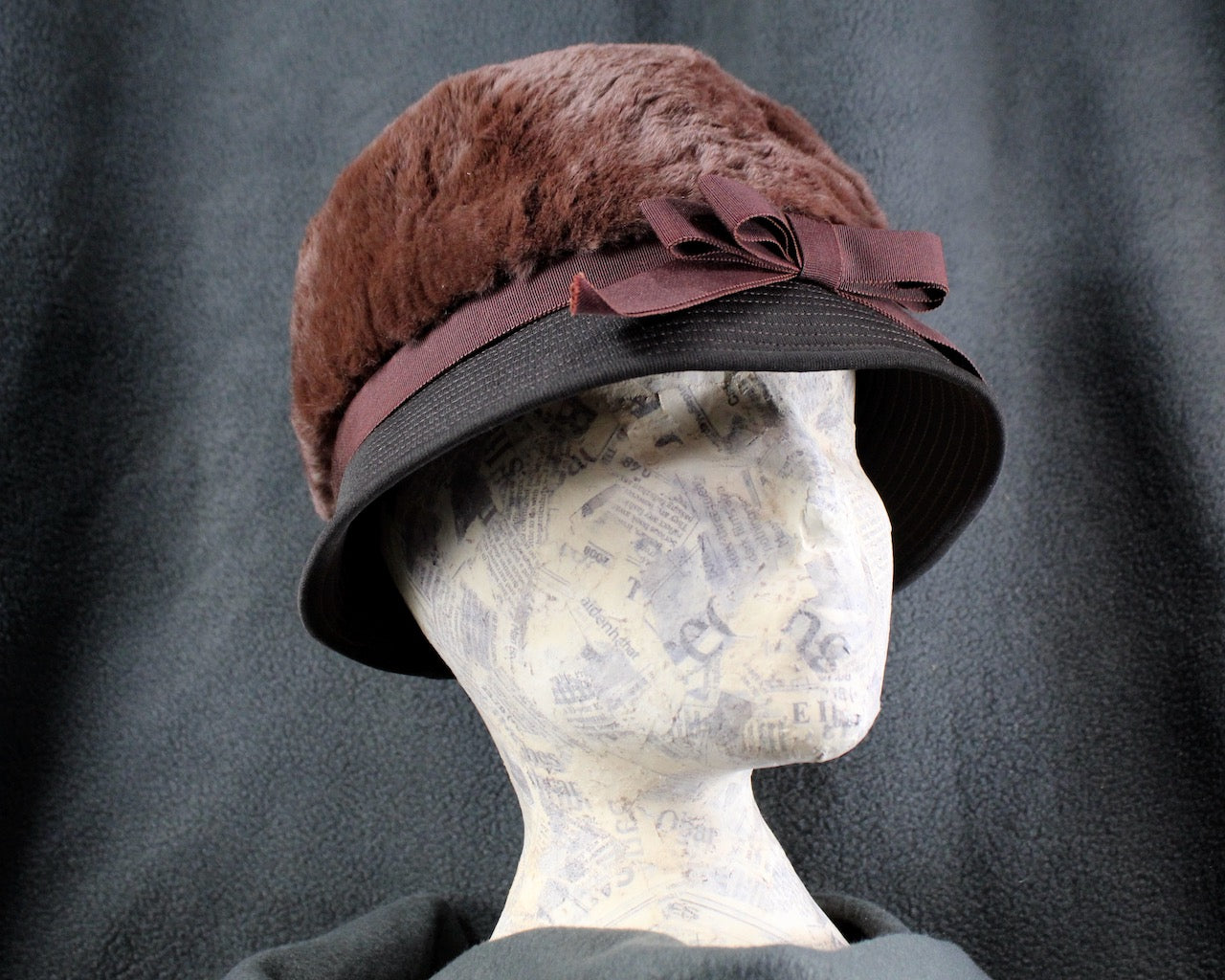 Fabulous Vintage Bubble Cloche Fuzzy Hat - La Rose Faux Fur Chocolate Hat - Vintage Winter Fashion - 21" Circumference