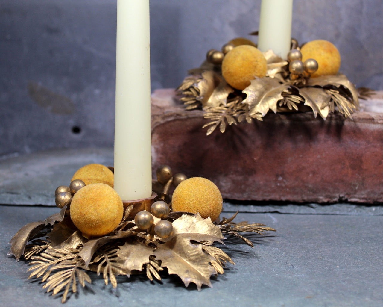 * vintage candle * ✵ * ✵ 陶器の キャンドル 陶器 花柄キャンドルホルダー ロウソクスタンド | Brocante de