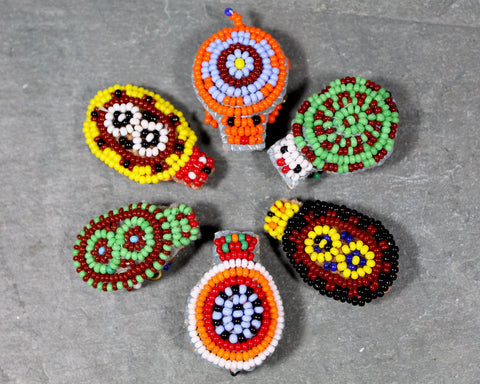 Vintage Native American Beaded Turtles - Your Choice of 6 - Hand Beaded Glass Seed Bead Pins - Leather, Glass Brooch