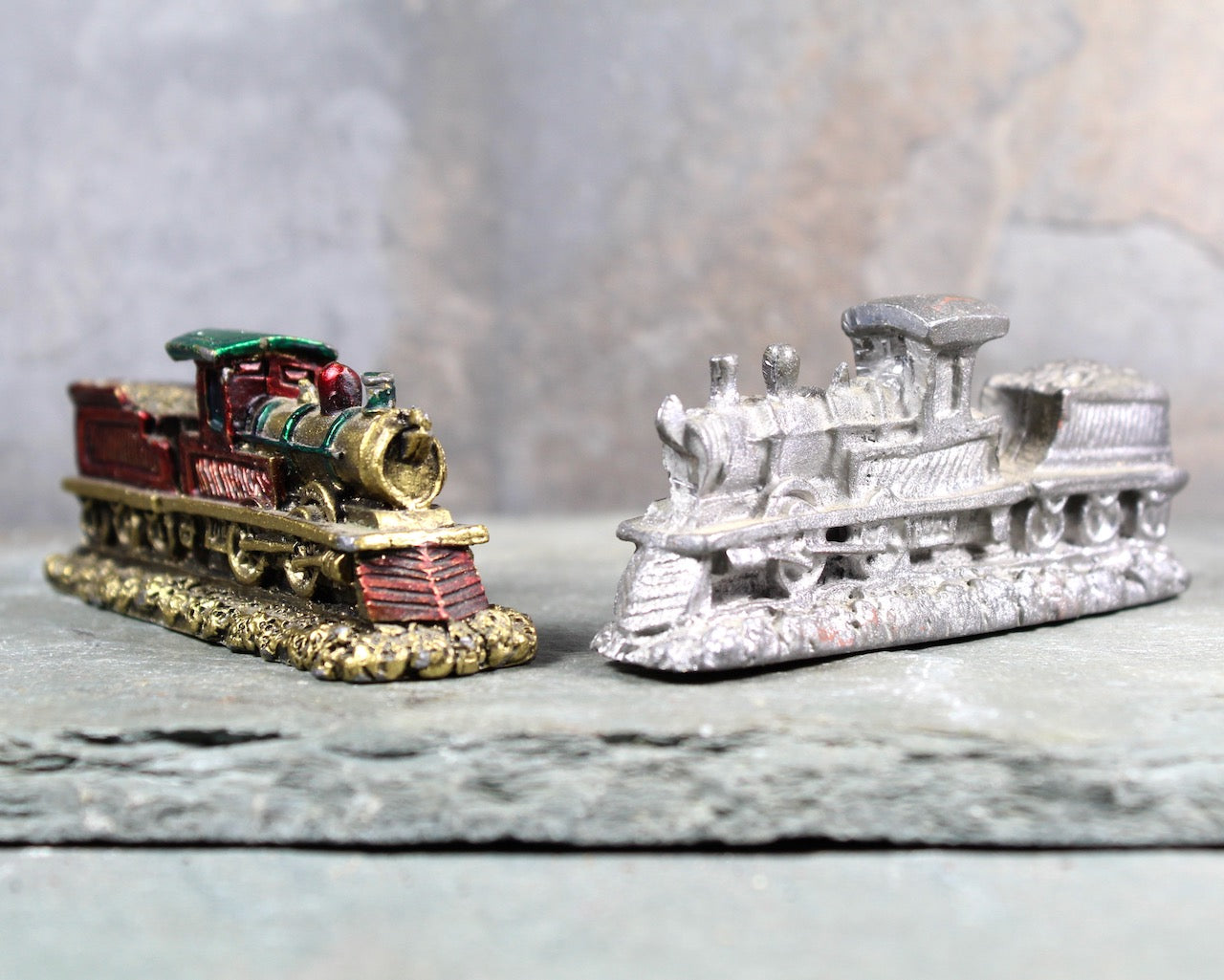 Vintage Die Cast Trains - Cast Lead Steam Engines - Set of 2 Vintage Train Toys