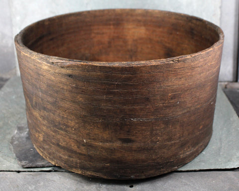 Antique Wooden Round Box | Hand Crafted Wooden Box | Hat Box Style Round Box | 11" Diameter
