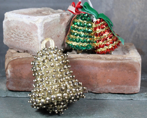 Vintage Beaded and Sequins Bell Ornaments | Set of 2 | Mid-Century Christmas Ornaments, circa 1950s