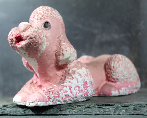 Carnival Chalkware Pink Poodle | Carnival Chalkware Dog | Vintage Clay Poodle | Vintage Pink Poodle
