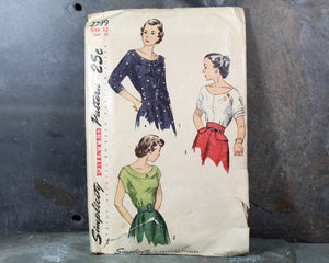 1949 Simplicity #2799 Blouse Pattern | Size 12, Bust 30" | Cut, Complete Pattern