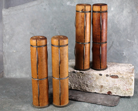 Vintage Wooden Rods with Metal Wire Accents | Great as Candlesticks for Thin Tapers | Fits .6" Taper | Vintage Wooden Decor