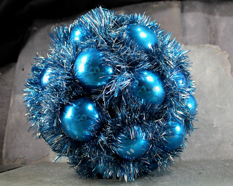RARE & GORGEOUS! Vintage Blue Christmas Globe | Blue Glass Ornament Christmas Decor | Vintage 1960s Mod Christmas