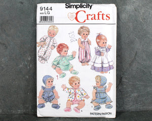 1989 Simplicity Crafts #9144 Baby Doll Clothes Pattern for Large Baby Dolls (13"-18") | UNCUT & Factory Folded