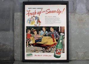 1949 Seven-Up Soda Advertisement | UNFRAMED Vintage Advertising Page | 1949 Pop Culture Ad | Post World War II Ad