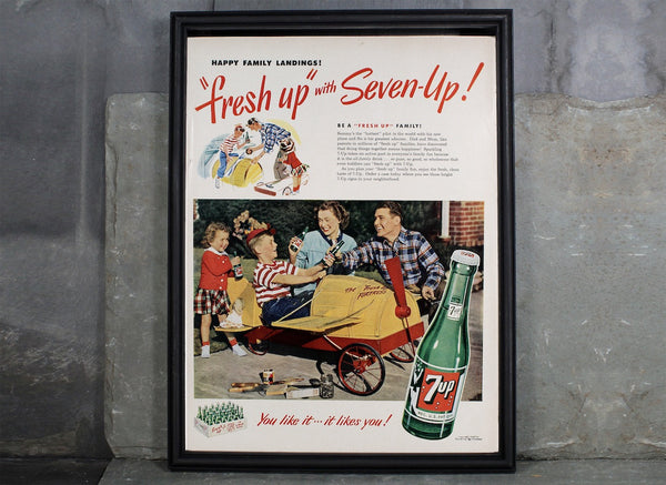 1949 Seven-Up Soda Advertisement | UNFRAMED Vintage Advertising Page | 1949 Pop Culture Ad | Post World War II Ad