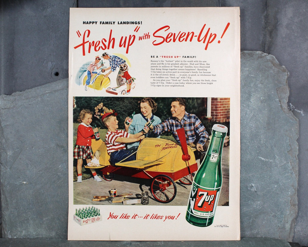 1949 Seven-Up Soda Advertisement | UNFRAMED Vintage Advertising