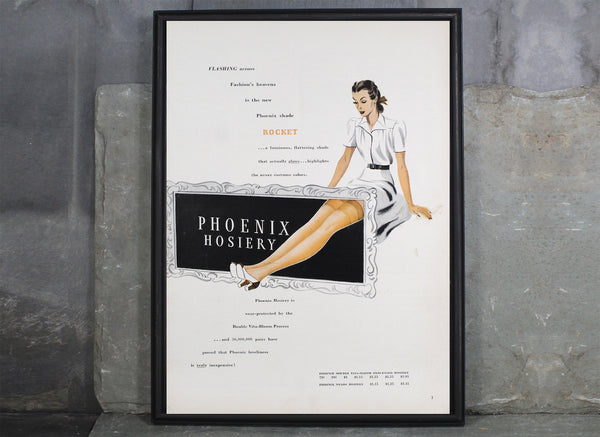 1950s Phoenix Hosiery Advertisement from Milwaukee, WI | UNFRAMED Vintage Advertising Page | Women's 1950s Fashion Ad