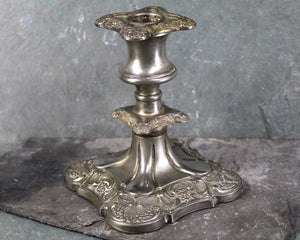 Vintage Pewter Candlestick | Ornate Candlestick | Holiday Table Decor | Grape Themed Candlestick