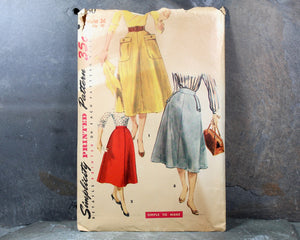 1954 Simplicity #4850 Women's Skirt Pattern | Waist 36", Hip 45" |  Cut, Complete Pattern | Vintage Simplicity Pattern