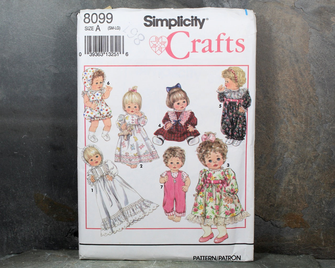 1992 Simplicity Crafts #8099 Baby Doll Clothes Pattern