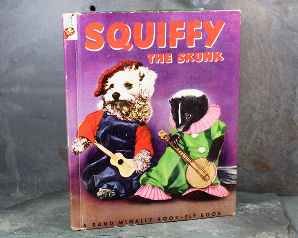 HARD TO FIND! Squiffy the Skunk by Grace Neff Brett | Photographs by George Neff | Rand McNally Elf Book, 1953 | Vintage Picture Book