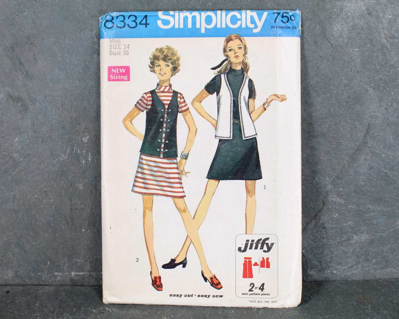 1969 Simplicity #8334 Dress Pattern | Size 14/Bust 36" | UNCUT and FACTORY FOLDED Pattern in Original Envelope